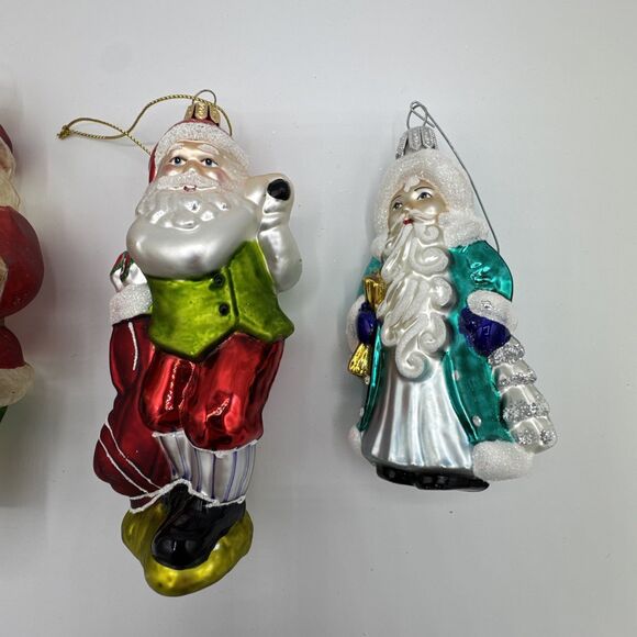 Vintage Hand Blown Glass Christmas Ornaments Lot Santa Clause Gingerbread House - Picture 8 of 15